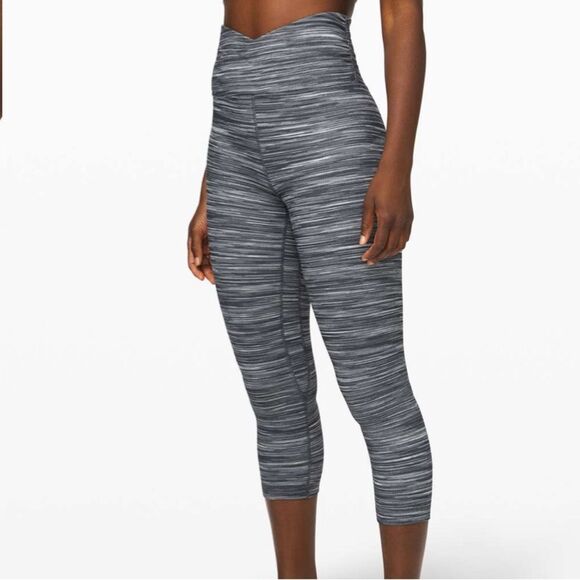 Lululemon Align Cropped Leggings Cross Waist Space Dye Herringbone 2 - Picture 1 of 8